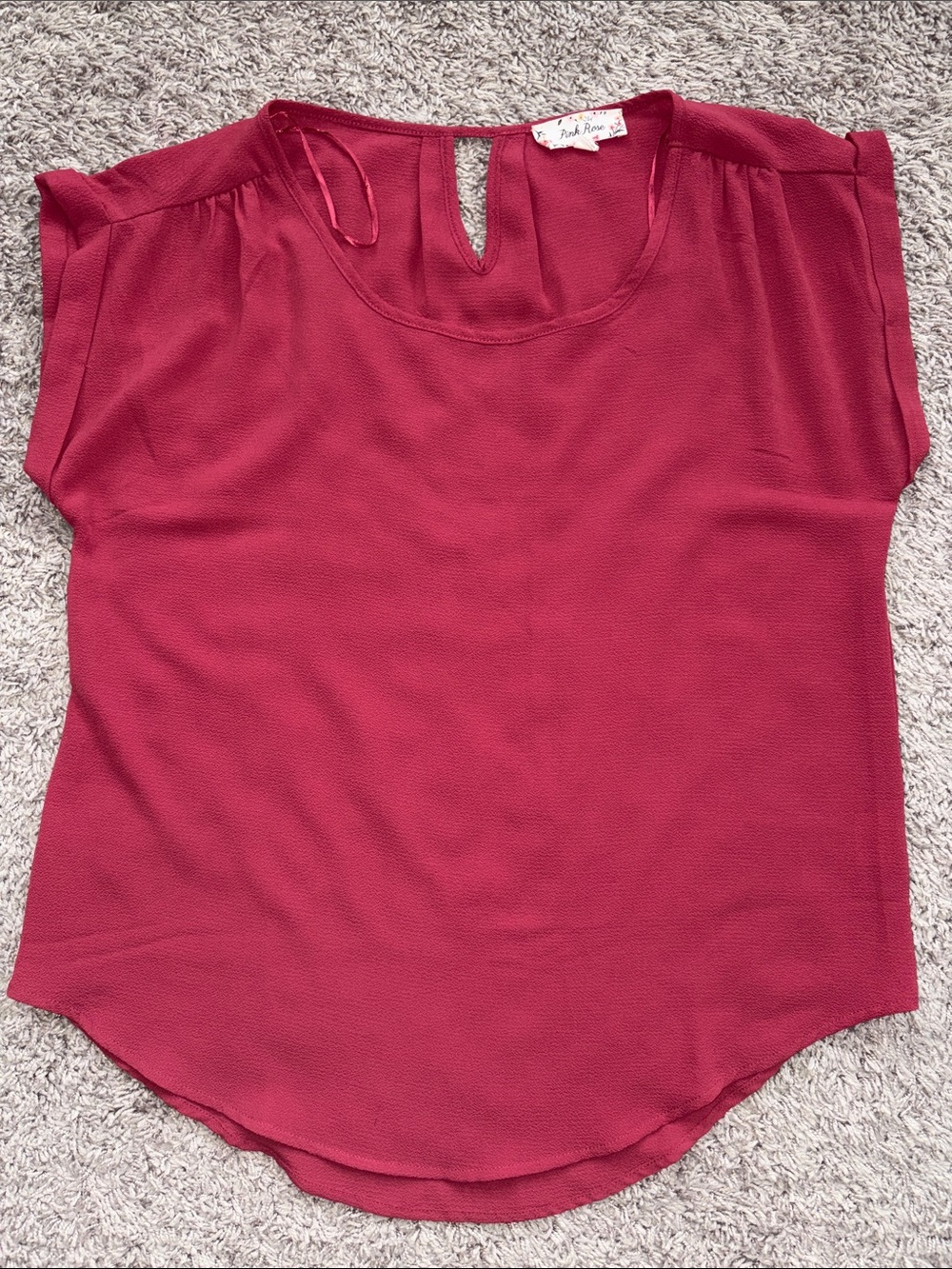 Pink Rose Raspberry Red/pink Short Sleeve Scoop Neck Blouse